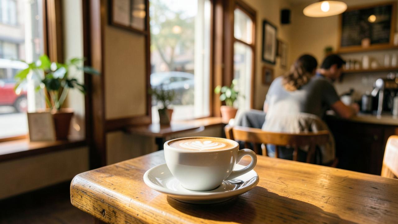Little Bean Cafe website — cozy café interior with latte